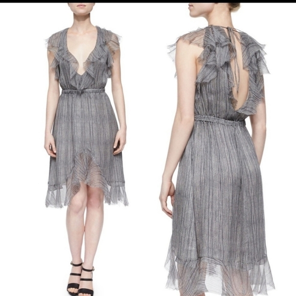 L'Agence Sophie cobra silk ruffle dress 8 - Picture 1 of 7